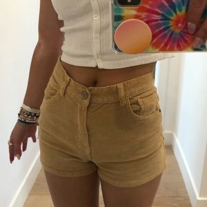 h&m corduroy tan shorts perf for summer stretchy